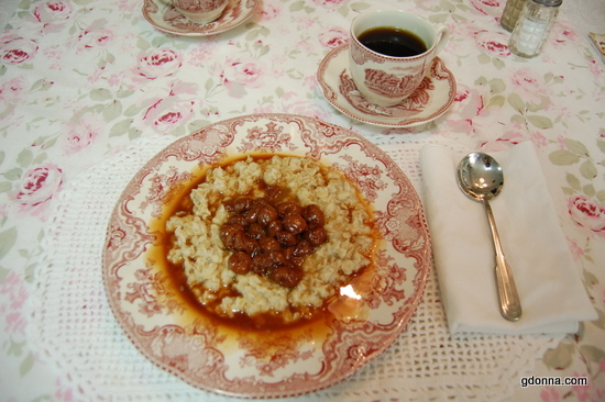 Grandma Donna Oatmeal with Tart Cherry Butter Sauce